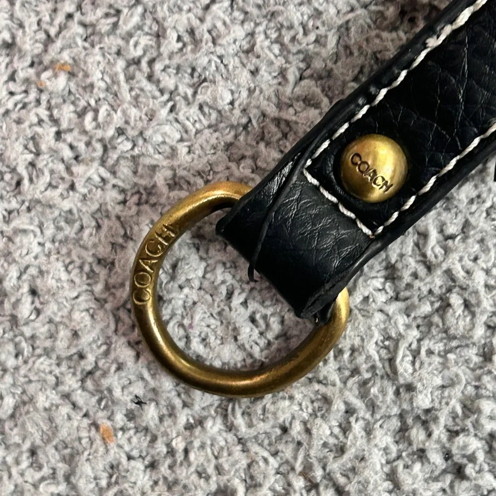 Coach Leather Strap Vintage Contrast Stitch Black OS Heritage Classic Retro Boho